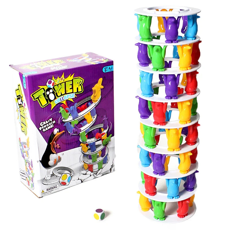 Kids Penguin Tower Collapse Balance Game Toy Party Family Funny Board Game Toys Crazy Penguin Crash Tower Toy Kid Gift