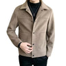 2023 Fashion Men Jacket Single-Breasted Solid Color Short Woolen Coat Winter Casual Warm Windbreaker Coat Men Cardigan Outerwear