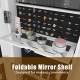 360° Swivel Jewelry Cabinet with Mirror, 6 LED Lights, Rotatable Full Length Mirror with Jewelry Storage Shelf