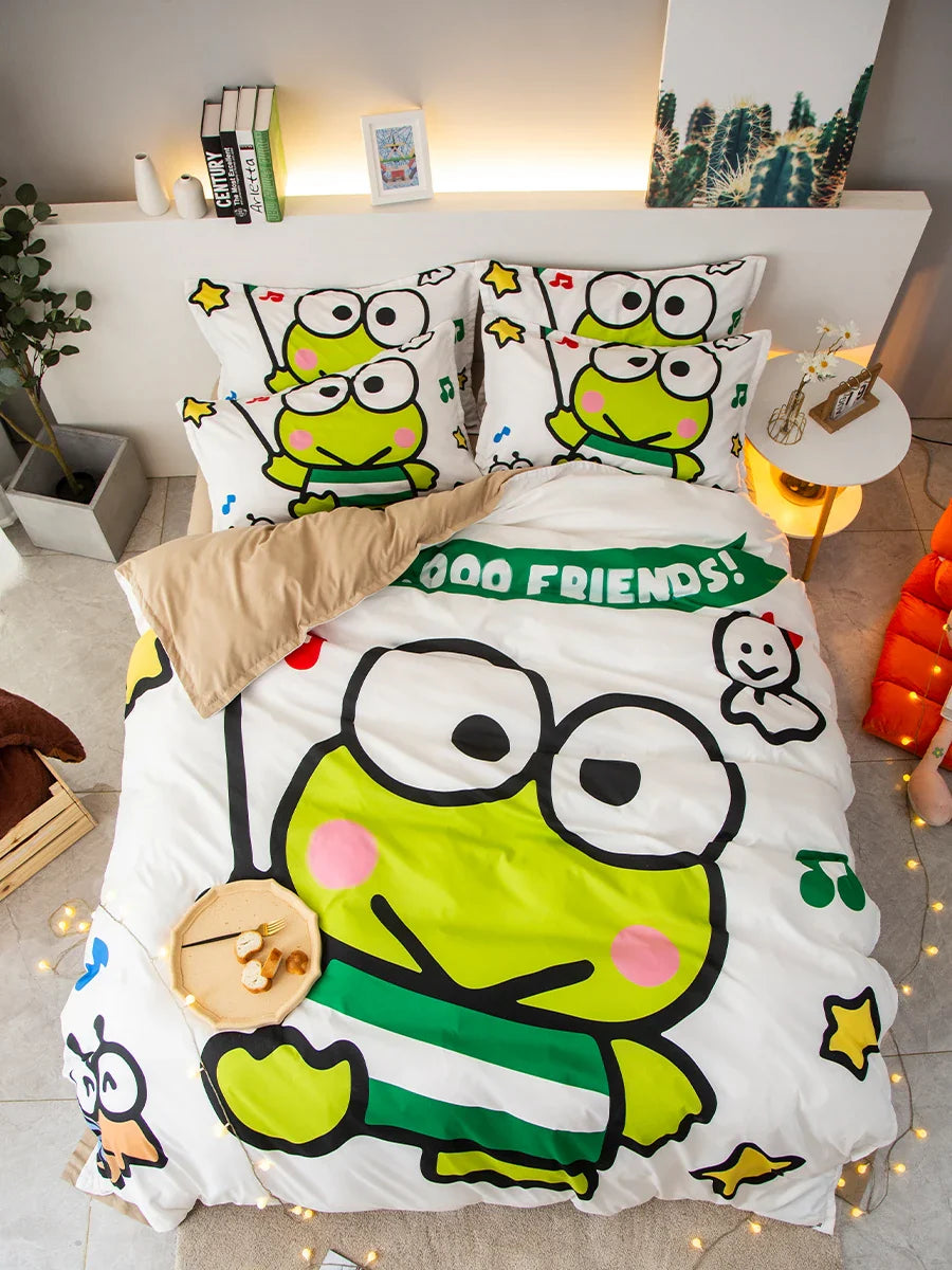 Keeppley Keroppis Animation Derivatives Frog Bedding Sets Australia /Europe/USA Full Queen King Size Quilt Duvet Cover