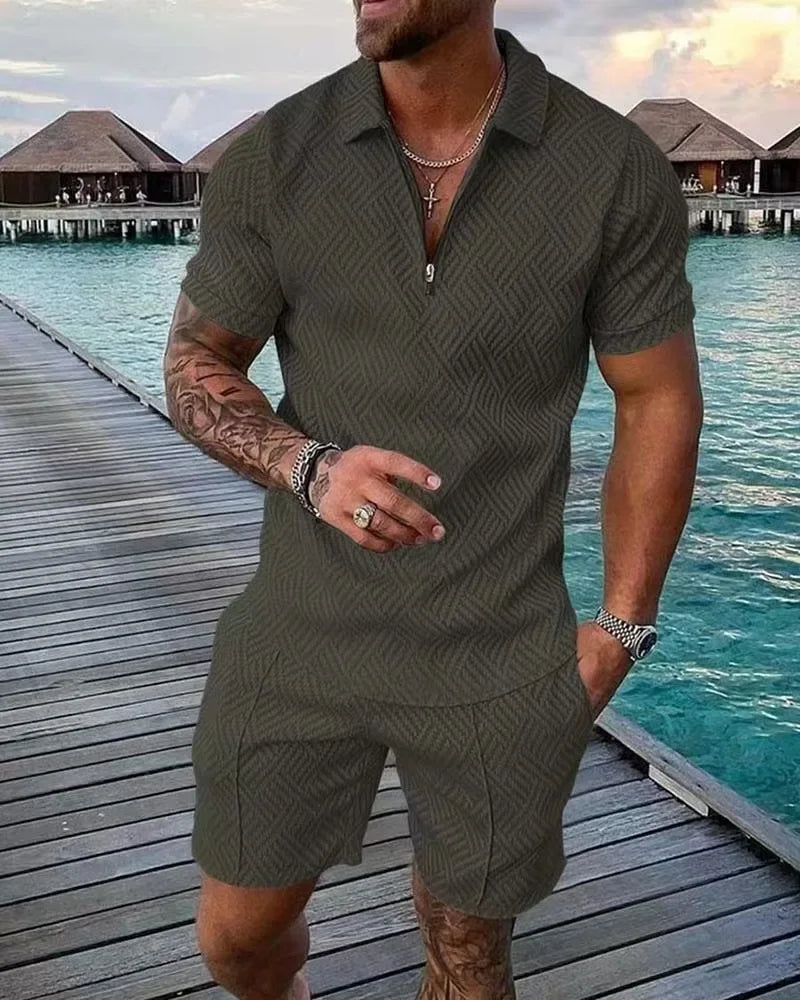 Fashion Men Casual Set Streetwear 3D Digital Printing Short Sleeve Polo Shirt + Shorts Summer Harajuku Sportswear Men‘s Clothing