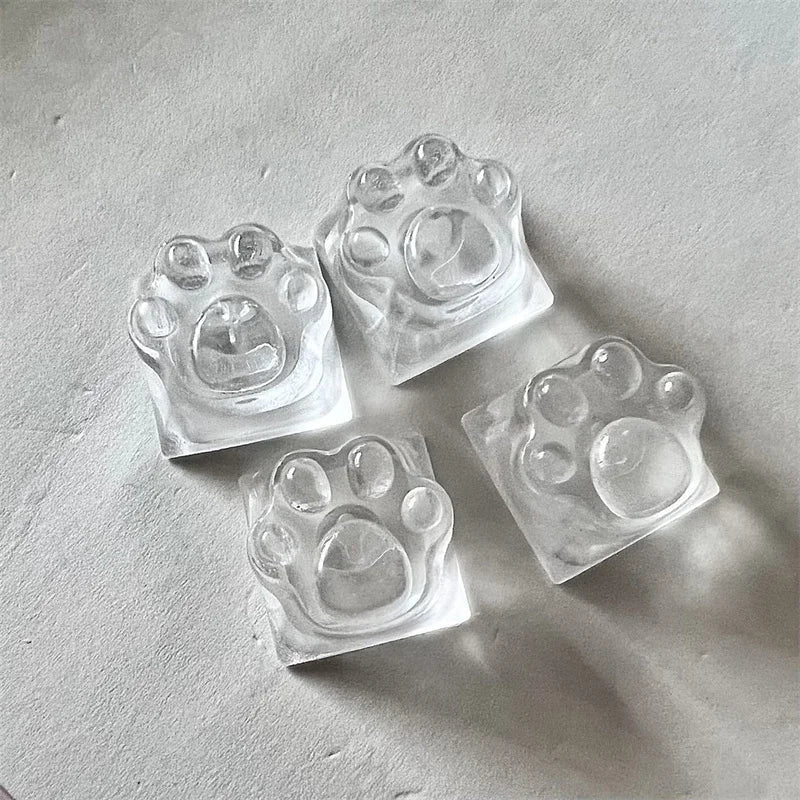 Cat Paw Clear Resin Keycap Mechanical Keyboard Computer Camer Backlit RGB Tiffany Transparent DIY Cherry Key cap Custom ESC WASD