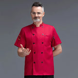 Chef Jacket Men Women Short Sleeve Cook Shirts Coat Embroidery Restaurant Hotel Bakery Waiter Uniform