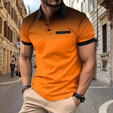 Summer Mens Lapel short-Sleeved T-shirt Contrasting Color polka dot Polo shirt sports Golf business Slim Polo shirt   S-3XL