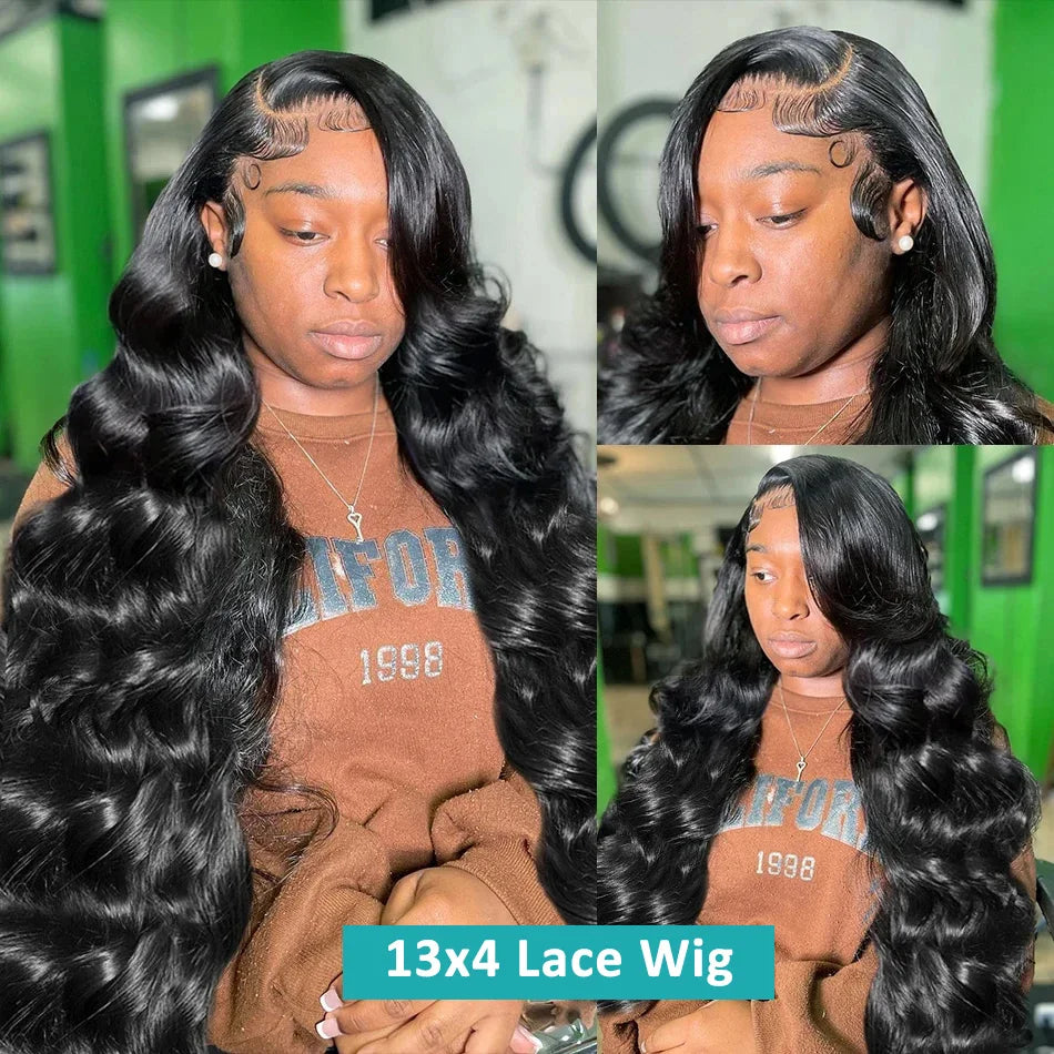 180% 30 34 Inch Body Wave 13x4 HD Transparent Lace Frontal Wig Pre Plucked Human Hair Brazilian 13x6 Lace Front Wig For Women