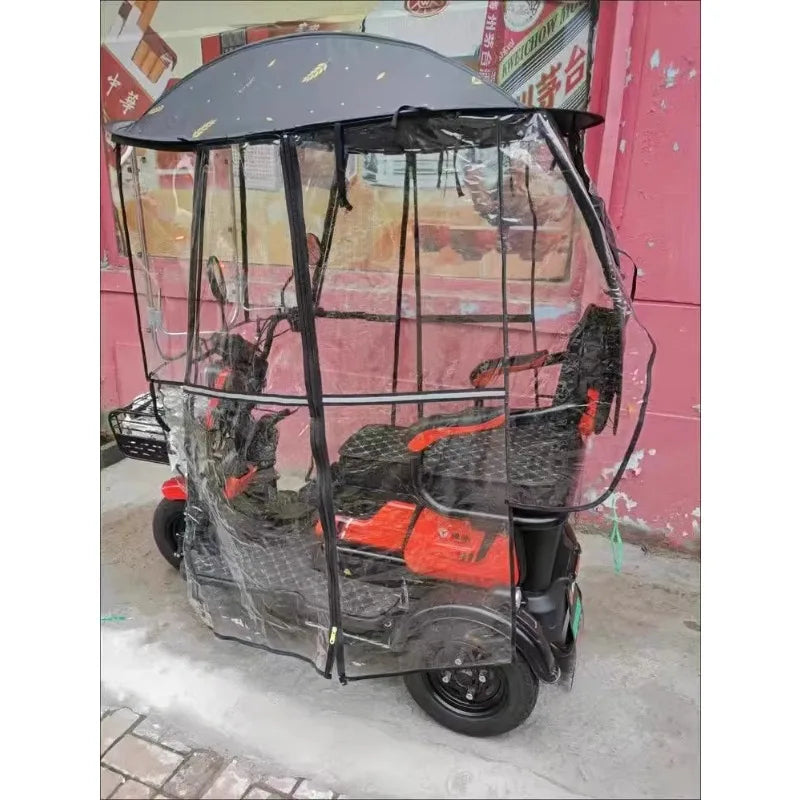 Electric vehicle canopy tricycle fully enclosed windshield rain proof car canopy sun protection sun shading motorcycle raincoat