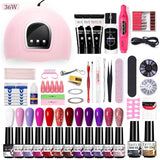 LILYCUTE Manicure Set For Quick Nail Extensions Gel Nail Polish With UV LED Nail Lamp Electric Nail Drill All For Nail Gel Tools