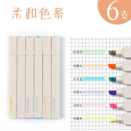 4/6PCS Kawaii Candy Color Double Tip Highlighter Pens Pastel Highlighters Stationery Markers Aesthetic Stationary Supplies Pen