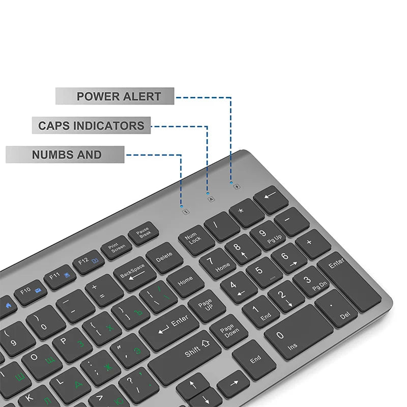 SeenDa Russian Spain Wireless Keyboard and Mouse Combo 2.4G Full Size Silent Button Keyboard Mouse Set for Laptop PC Computer