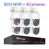 Techage 8CH PTZ 8MP Dual Lens PoE Security Camera System 8X Zoom 4MP Two Way Audio NVR Human Detect ONVIF Video Surveillance Kit