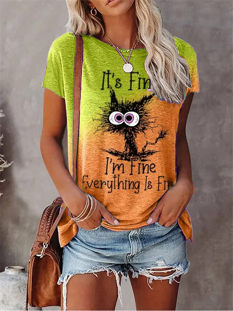 Summer New Women's Fashion T-shirt Round Neck Plus Size Shirt Tops 3D Printed Casual T Shirt Regular Street Femmes Wear