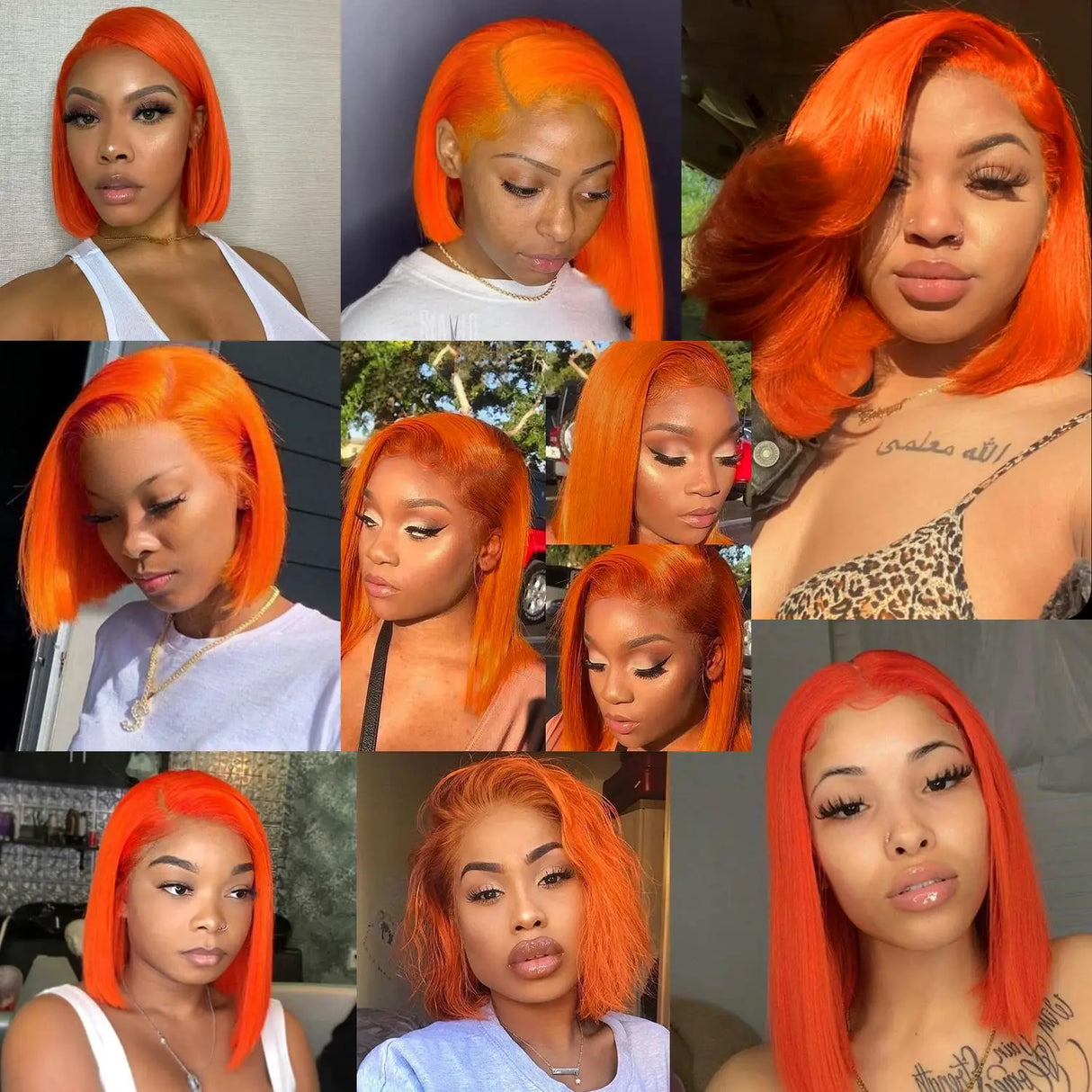 Glueless Ginger Orange Bob Lace Front Wig Human Hair Wear and Go Bob Lace front Human Hair Wigs 4x4 5x5 Closure Glueless Wig