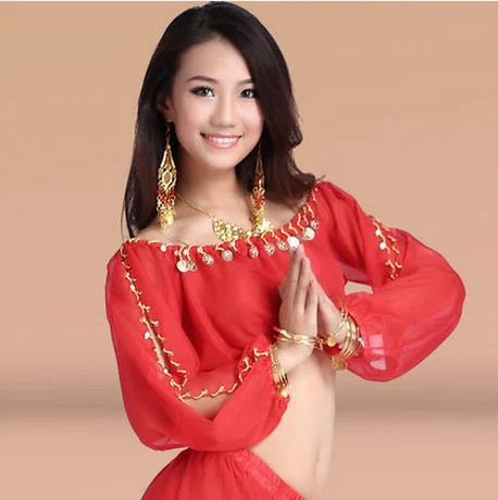 New arrival crystal cotton and mesh belly dance top momen half sleeves  belly dance tops sexy top 9 colors