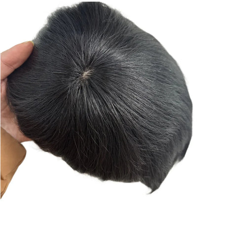 Prosthetic Hair Male 100% Human Hair Toupee Wigs for Man Replacement System Men's WIg Real Hair for Baldness Cover White Hair