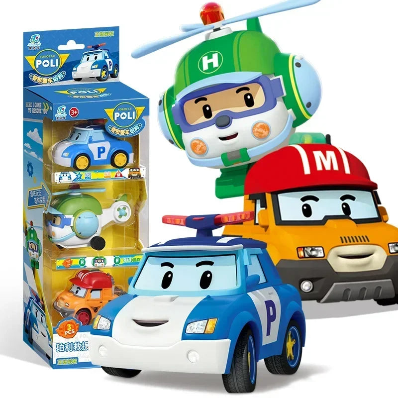 South Korea Poli Robocar Car Transform Vehicle Robot Action Figurine Cartoon Police Car Anime Figure Poli Amber Roy Kid Toy Gift