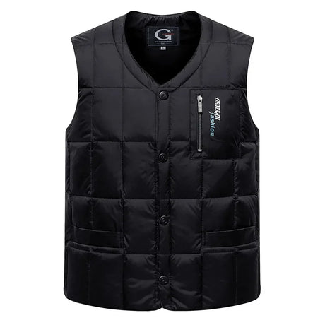 White Duck Down Vest Men Lightweight Autumn Winter Warm Padded Sleeveless Jacket Male Black Golf Fashion Casual Button Waistcoat