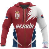 Serbia 3D hoodie National Flag Emblem Zipper Hoodie Custom Name 3D Zipper Hoodie Harajuku Pullover Streetwear Unisex Hoodie