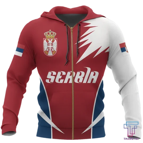 Serbia 3D hoodie National Flag Emblem Zipper Hoodie Custom Name 3D Zipper Hoodie Harajuku Pullover Streetwear Unisex Hoodie