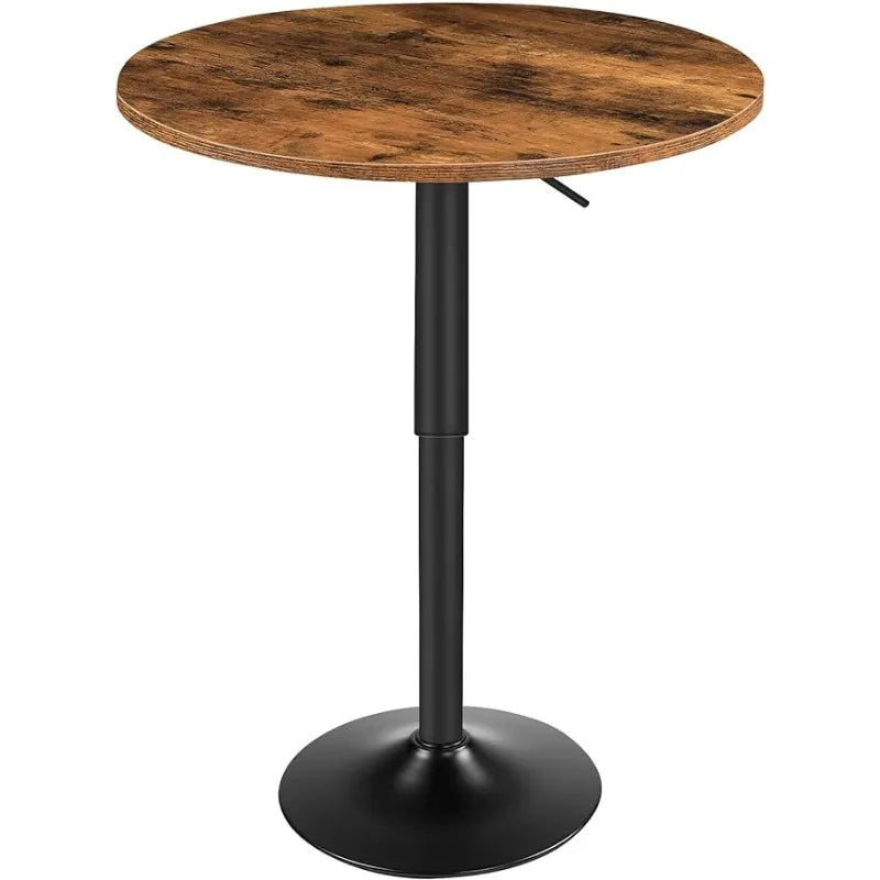 HOOBRO Bar Table, Height-Adjustable Round Pub  27-35.4 Inches, Cocktail  with Base, Modern Style, Suitabl