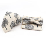 Men Linen Plant Ainmal Ties Set Pocket Handkerchief Bowtie Men Women Tuxedo Suit Unisex Business Wedding Party Accessories Gifts