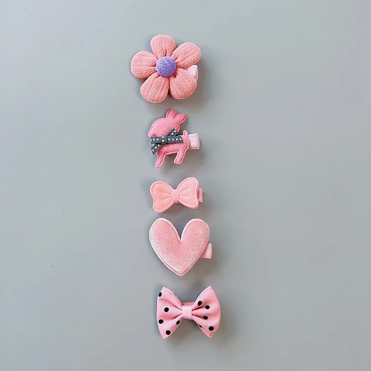 New cute bear girls hair bows 5pcs children Flower hair clips for baby hair Accessories Kids Barrettes Hairpins Headwear TZ85