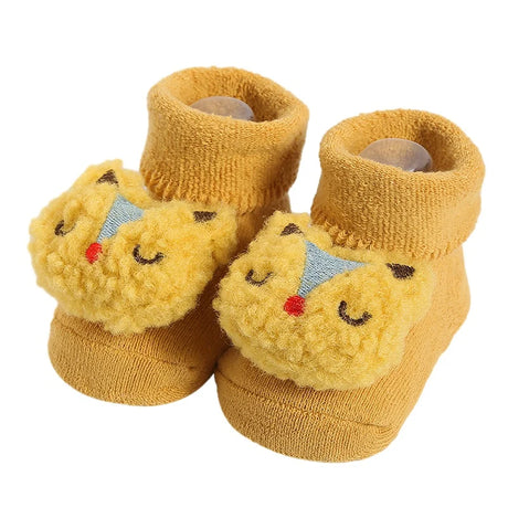 1Pair Winter Baby Boys Girls' Toddler Socks Cartoon Cotton Socks Infant Non-skid Socks Leg Warmers Cute Plush Socks For 0-1T