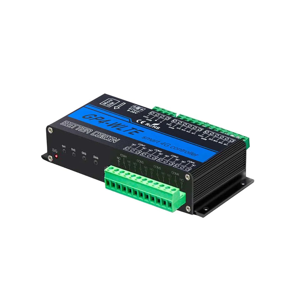 4G LTE Controller For Automation Applications With 4 Channels Of 4-20mA Analog Detection 10A Relay Output APP Web Control