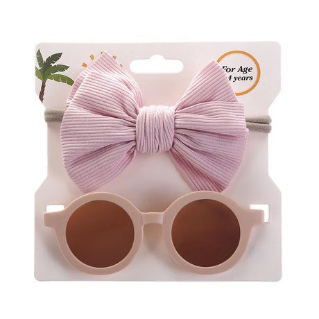 2Pcs/Set Baby Round Sunglasses Children Vintage Sun glasses UV400 Protection Classic Kids Shade Eyewear Summer Hair Accessories