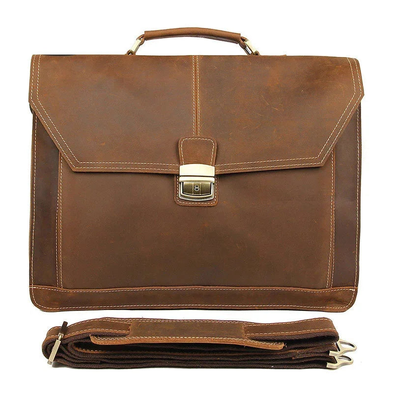 Formal Business Bag Genuine Leather Briefcase 15 Inch Notebook PC Computer Cowhide Messenger s Male