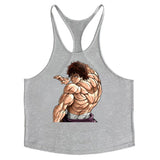 Anime Baki Hanma Stringer Tank Top for Men Cotton Y-Back Vest Tees Tops Muscular Training Undershirt Gym Workout Bodybuilding