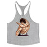 Anime Baki Hanma Stringer Tank Top for Men Cotton Y-Back Vest Tees Tops Muscular Training Undershirt Gym Workout Bodybuilding