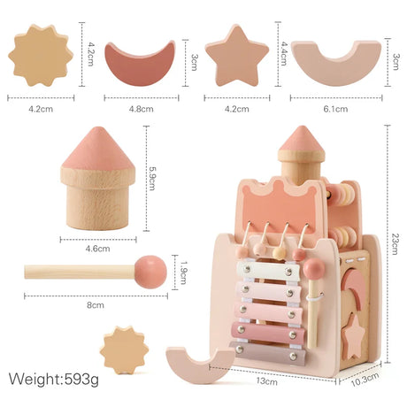 Baby Wooden Musical Instruments Toys Multifunctional Percussion Instruments Drum Eight Tone Piano Montessori Toys Birthday Gifts