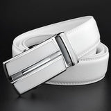 Elegant White Color Men Women Unisex Leather Belt Genuine Leather Automatic Buckle 3.5cm Width Men Waist Straps for Jeans