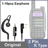 10pcs BAOFENG Radio 2pin K Port Earpiece Ptt Mic Headset for BFUV5R Quansheng UVK5 8 Handheld Walkie Talkie Earphone Accessories