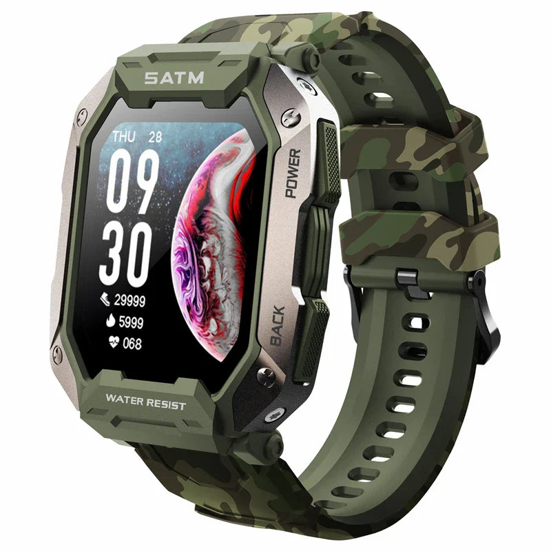 C20 Military Smart Watch Men Carbon Black Ultra Army Outdoor IP68 Waterproof Heart Rate Blood Oxygen Monitor Smartwatch 2023