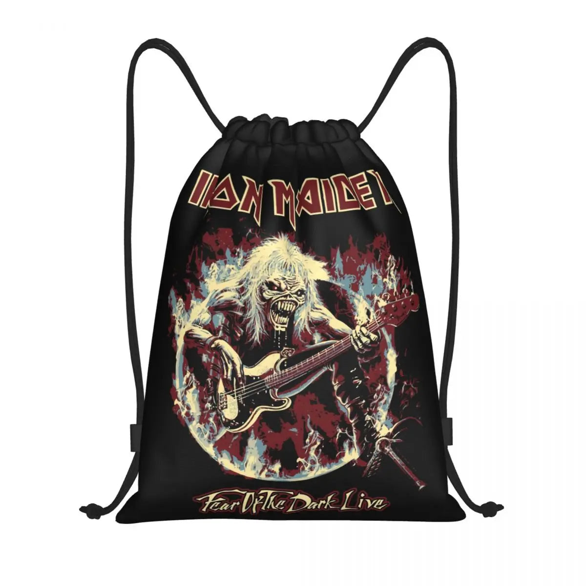 Heavy Metal Maidens Pirate Iron Drawstring Backpack Women Men Sport Gym Sackpack Foldable Training Bag Sack