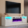 Fireplace TV Stand with 36" Electric Fireplace, LED Light Entertainment Center, Modern Wood Texture Entertainment Stand