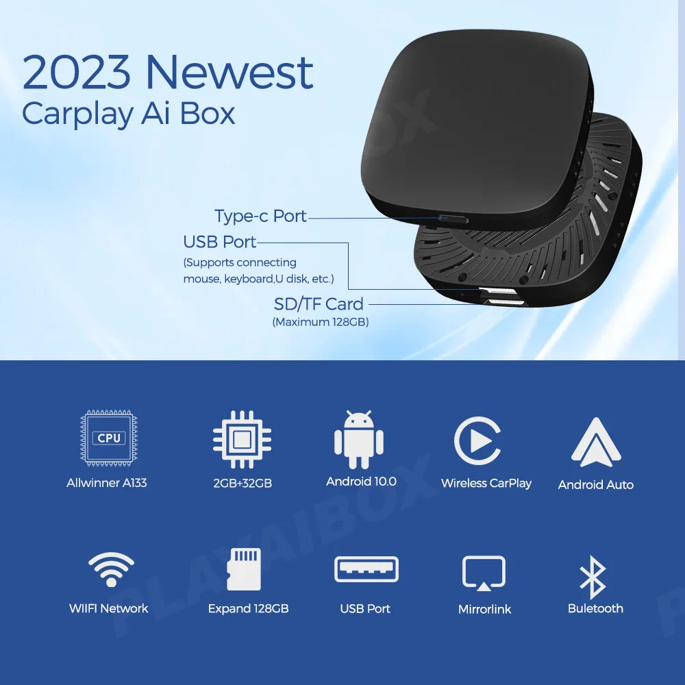 2024 Smart Ai Box Wireless Android Auto Carplay TV Box Car Intelligent System 10 2GB+32GB For Mazda Volvo Benz Toyota Kia Ford