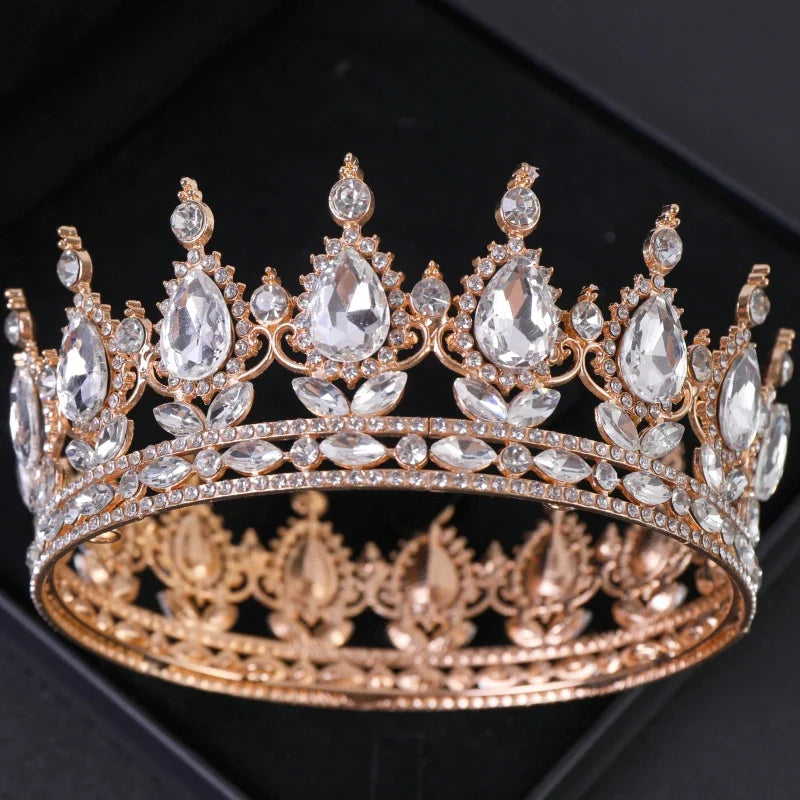 Baroque Crystal Tiaras And Crowns Rhinestone Prom Diadem Crown Tiara For Women Bridal Wedding Hair Accessories Jewelry Crown