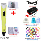 Creative 3D Printing Pen Set with Travel Case & 100M PLA Filament - Perfect DIY Gift for Kids this Christmas!