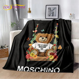 HD Cartoon Moschino Toy Bear 3D Blanket,Soft Throw Blanket for Home Bedroom Bed Sofa Picnic Travel Office Rest Cover Blanket Kid