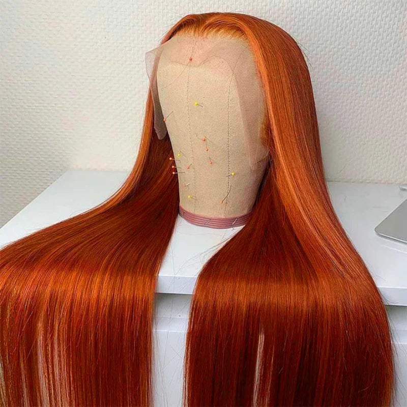 Ginger Orange 13x6 Lace Front Wigs Human Hair Bone Straight 13x4 4×4 Human Hair Lace Frontal Wigs Transparent Lace Wig For Women