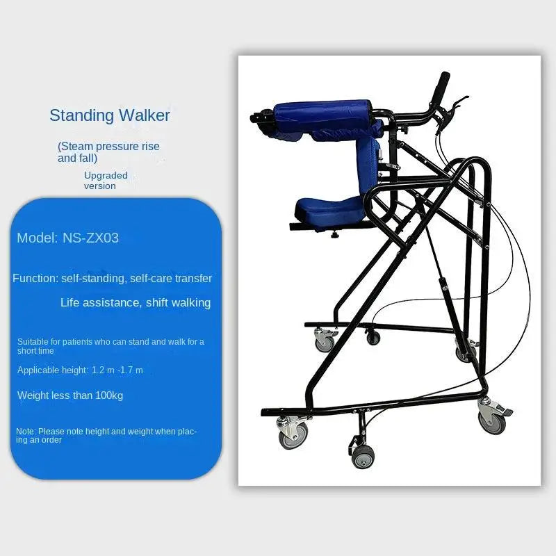 Elderly Walker with Four-Wheel Mobility Aids Stroke Hemiplegia Lower Limbs Rehabilitation Training Walking Assisted Stand