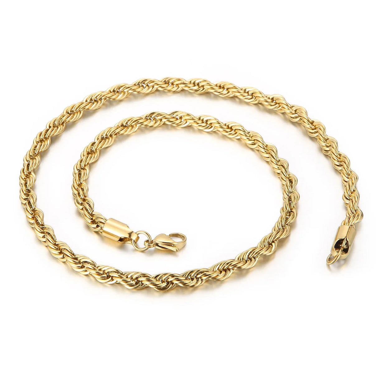 2-8mm Hip-Hop Stainless Steel Rope Chain Fashion Men And Women Jewelry Waterproof Choker Men Women Jewelry Gold Color Chains