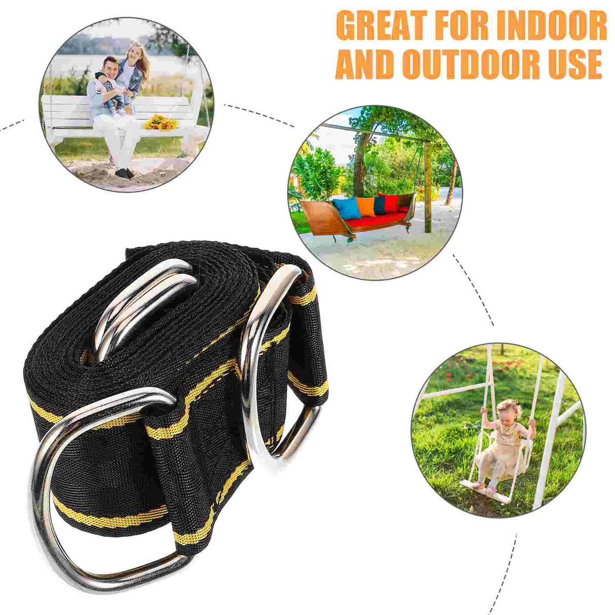 Swing Straps for Trees Hammock Hanging Supply Outdoor Chair Kit Stainless Steel Rope