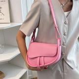 New Fashion Women Saddle Bag PU Leather High Quality Handbag Solid Color Luxury Shoulder Bag Lady Casual Exquisite Messenger Bag