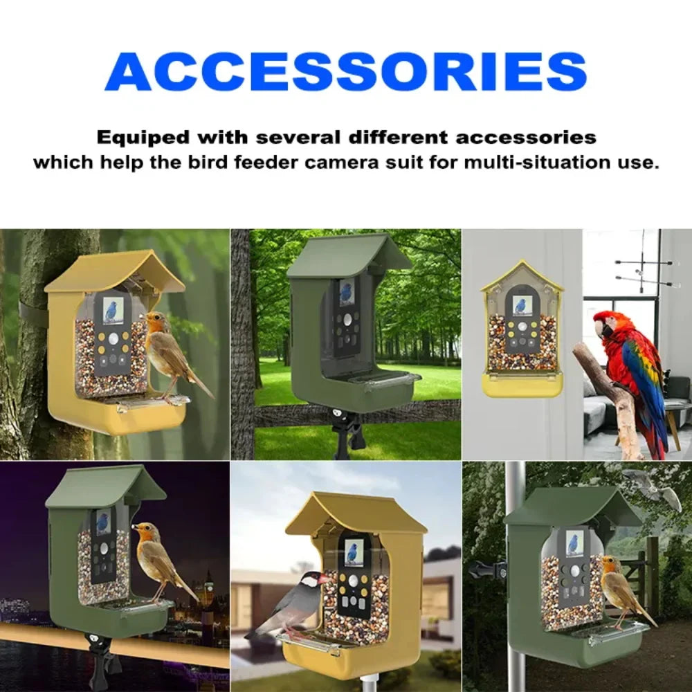 Outdoor Garden Waterproof Smart Window Bird Feeder Wildlife Gazebo Feeding & Watering Supplies Bird Accessories with Camera