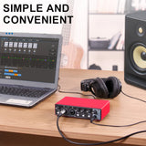 MD22 Recording Sound Card 48V Phantom Power 24-bit/192 KHZ USB Audio Interface with Loopback Monitor for Guitar Recording