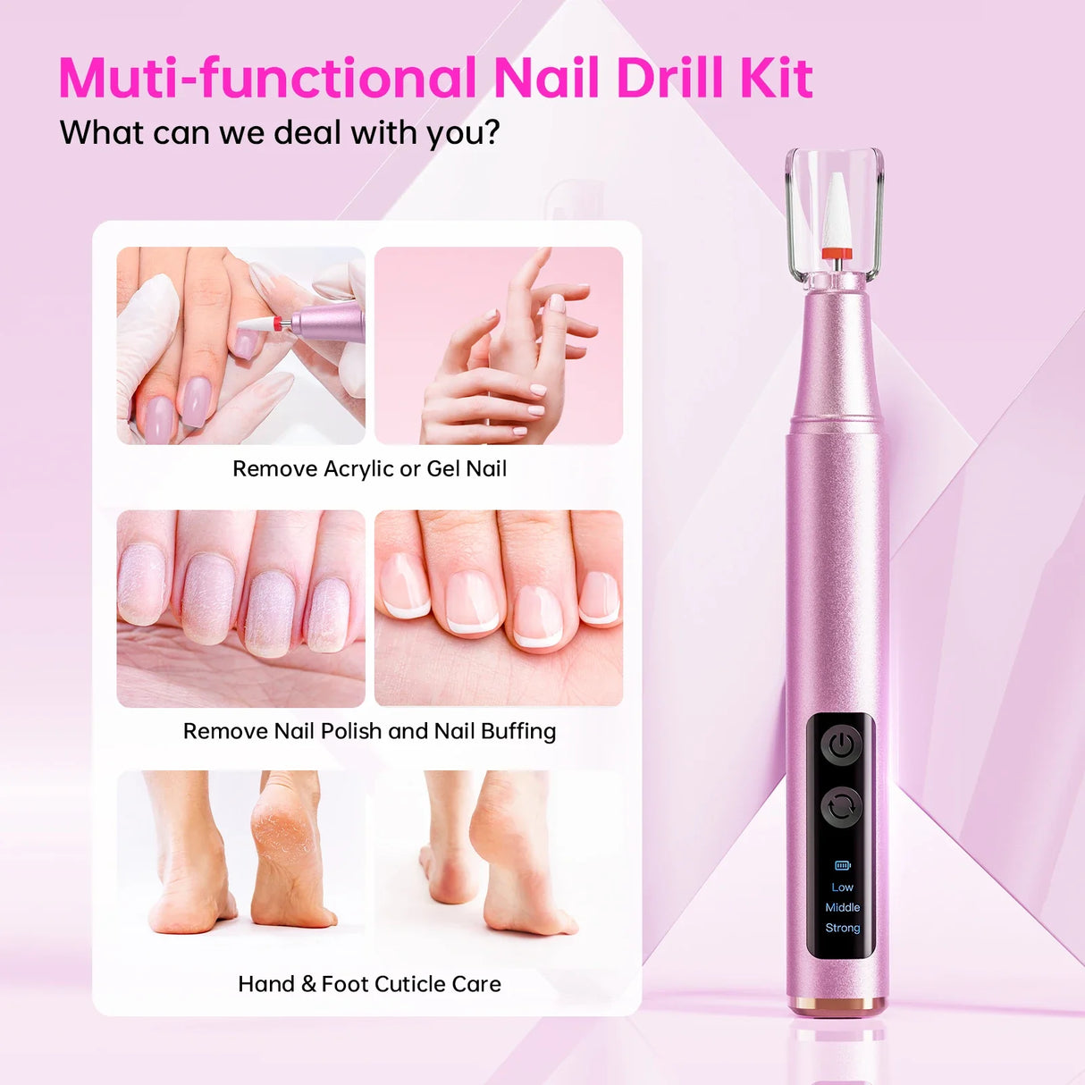 New Rechargeable Nail Drill Machine With Large HD LCD Display Electric Nail Drill Pen For Manicure Nail Salon Equipment