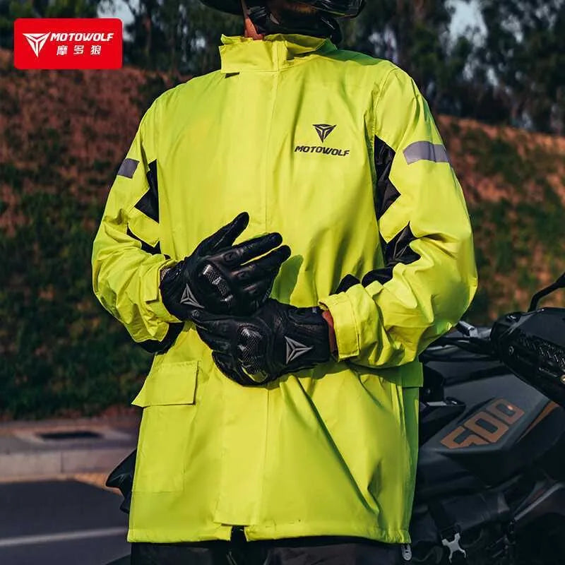 Motowolf Motorcycle Riding Raincoat Split Waterproof Outdoor Rain Pants Suit   Rain Suit Reflective Motorcycle Rain Gear